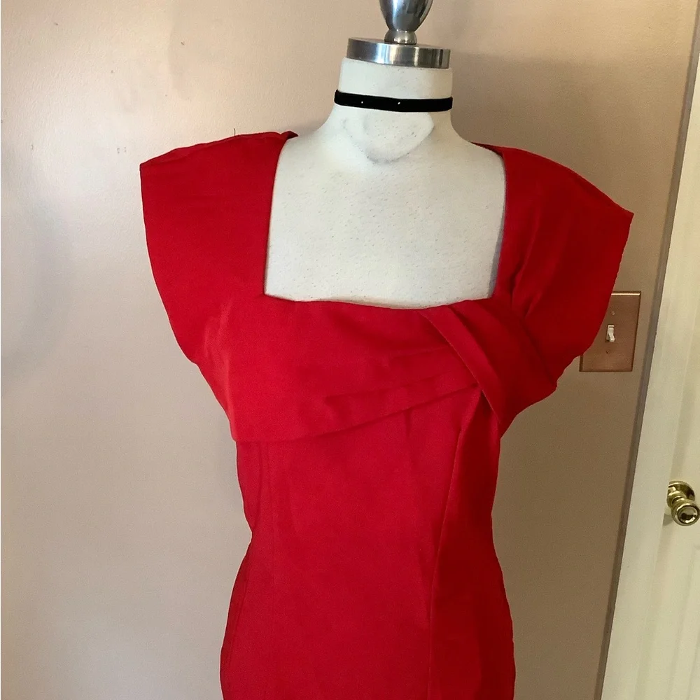 Bettie Page Vintage Retro Pinup Girl style 1950’s Red Wiggle Dress size Medium. - Picture 2 of 11